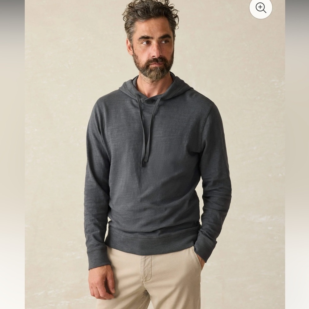 Faherty Sunwashed Slub Organic Cotton Hoodie - Graphite Size XXL.